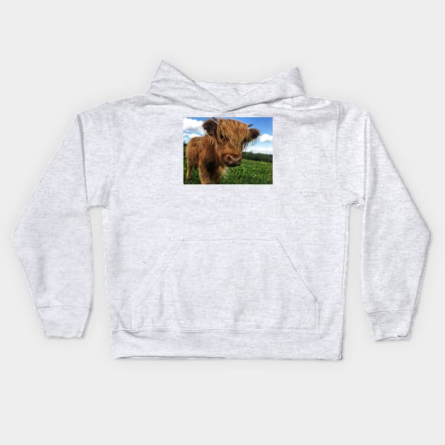 Scottish Highland Cattle Calf 2012 Kids Hoodie by SaarelaHighland